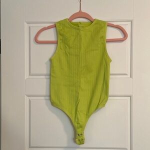 Dynamite Green Bodysuit Top Sleeveless High Neck